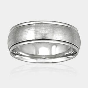 Men's Plain White Gold Wedding Ring With Polished Rails