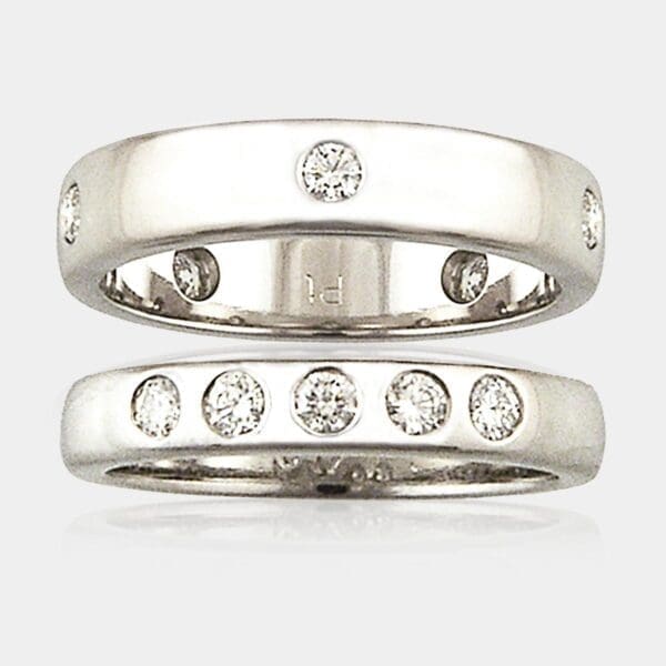 Peter and Leanne Couples Diamond Set Wedding Ring Pair