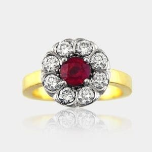 Karen Ruby and Diamond Halo Dress Ring