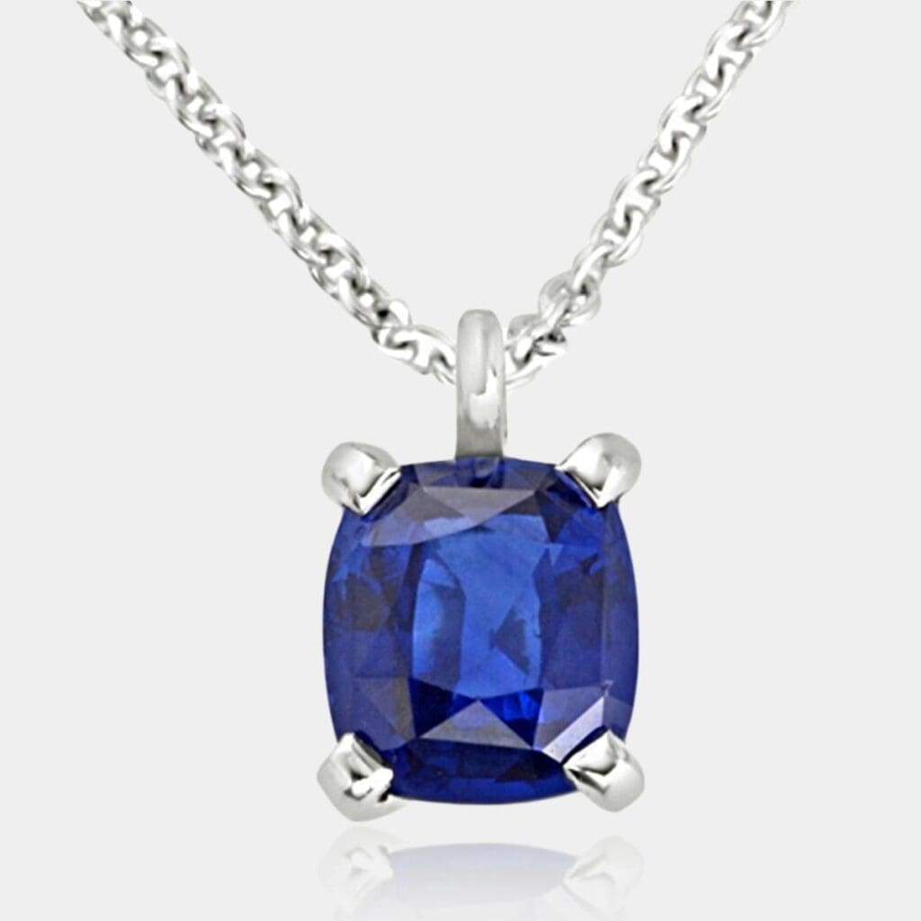 Ruth Cushion Cut Blue Sapphire Pendant