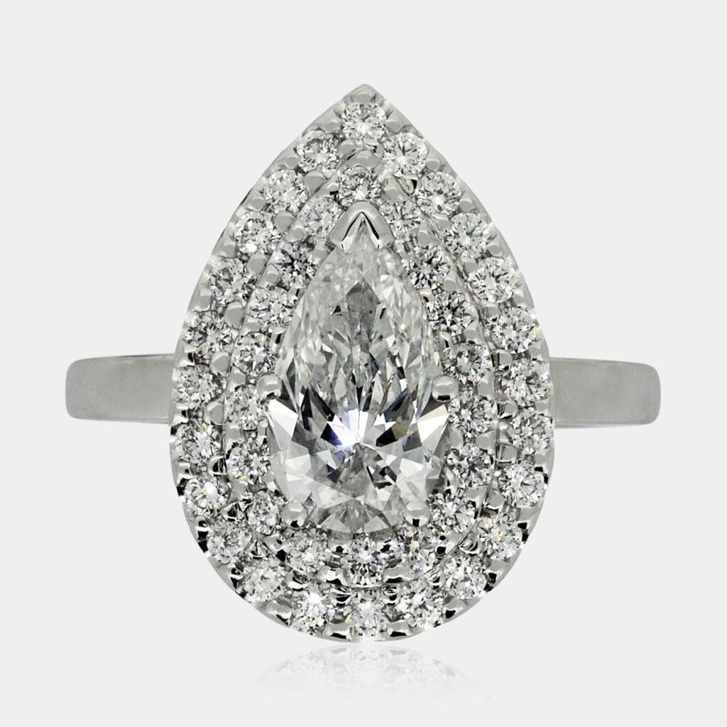 Courtney Pear shape double Halo engagement ring