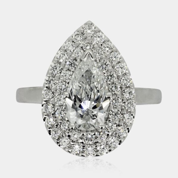 Courtney Pear shape double Halo engagement ring