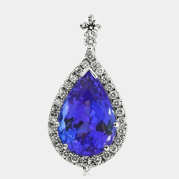 Brad Pear Cut Tanzanite and Diamond Pendant