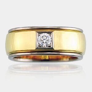 Daniel Two Tone Gold Ring With Round Brilliant Diamond