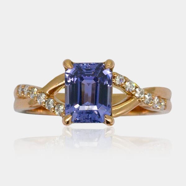 Emerald Cut Sapphire and Diamond Ring