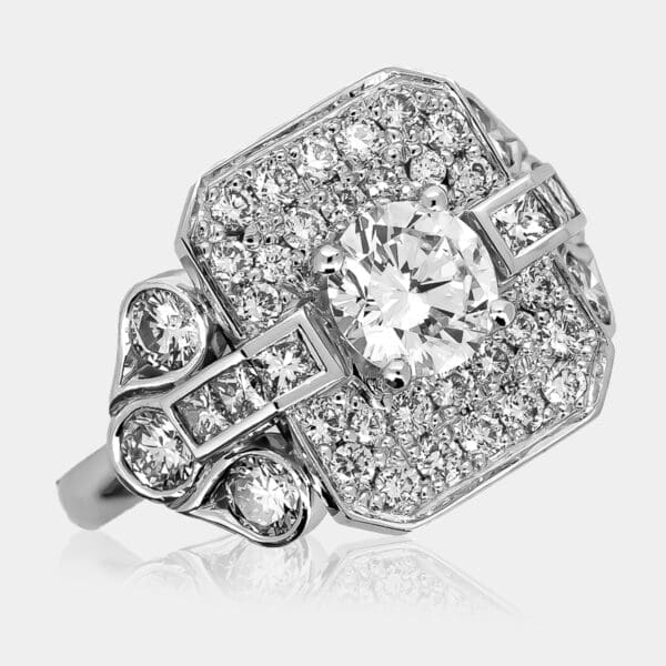 Brenda Dress Ring with Cropped Corner Diamond Halo