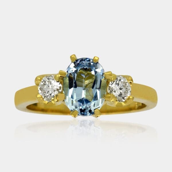 Aquamarine and Diamond Trilogy Ring