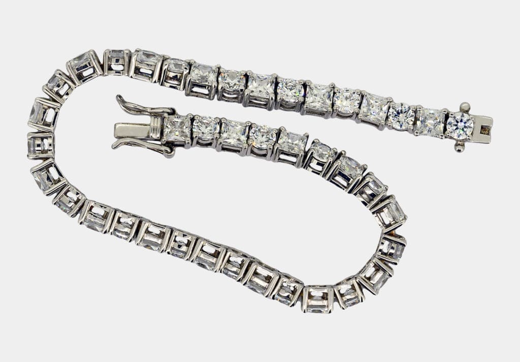 Round and Princess Cut Diamond Tennis Bracelet