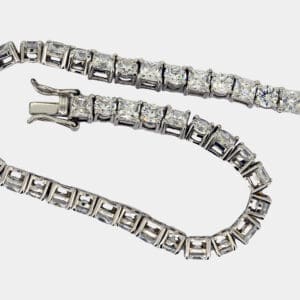 Round and Princess Cut Diamond Tennis Bracelet